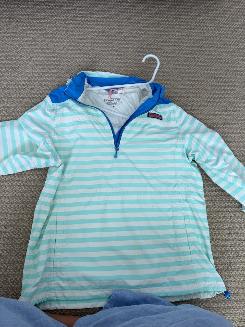 Vineyard Vines Girls' Mint & Blue Striped Hooded Swim Top
